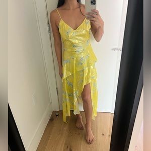 Tanya Taylor - Yellow Metallic Floral Dress - Size 0/XS/XXS